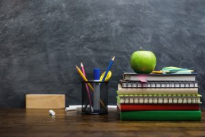 Books on a well-organized study table