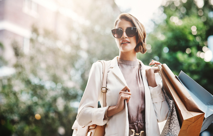 shot of a gorgeous and elegant young woman out on a shopping spree